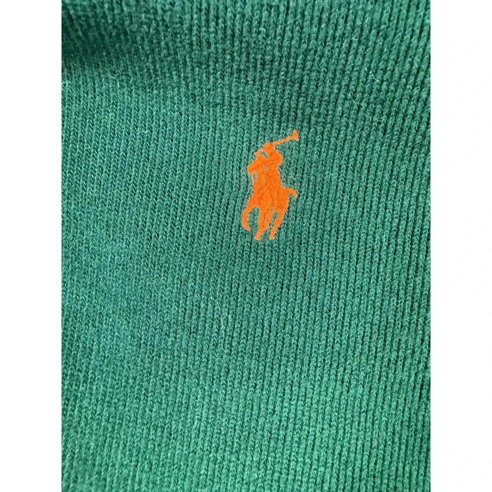 Polo Ralph Lauren VTG Shawl Collar Sweatshirt Mens XL Green‎ Orange Pony Cotton